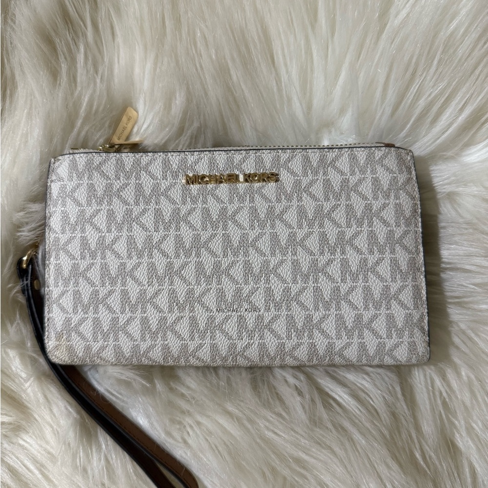 Michael Kors Cream Monogram Wristlet